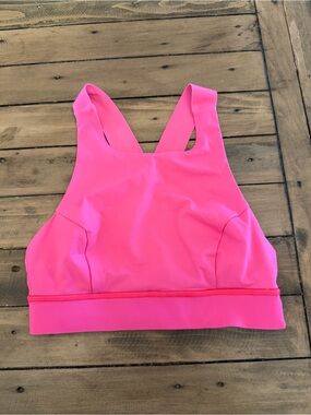Lululemon Hot Pink Fast & Free Racerback Sports Bra Medium Support - Size 4